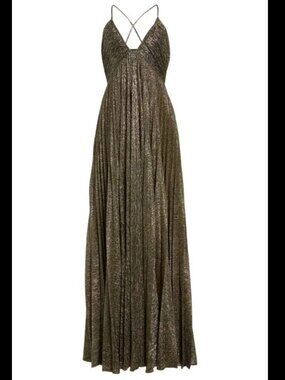 A.L.C. Angelina Pleated Metallic Maxi Dress